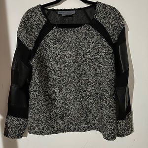 Nasty Gal Black and Gray Contrast Sweater Wool and Pigs Leather